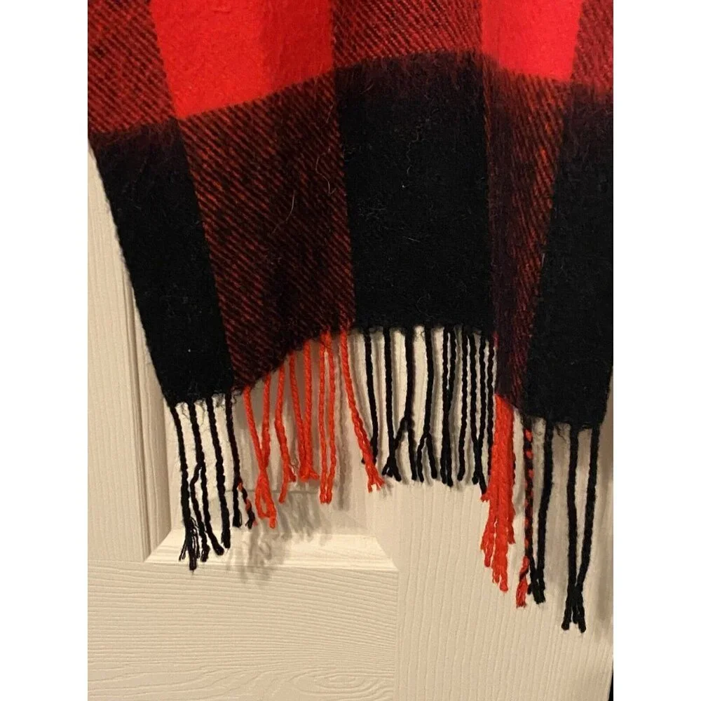 Red Black Buffalo Plaid Men's Scarf 11x61 Inches Rectangular Winter Classic